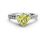 White gold Fancy Yellow Heart  Solitaire Diamond Ring with Pavé Band and Four-Prong Setting_166