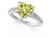 White gold Fancy Yellow Heart  Solitaire Diamond Ring with Pavé Band and Four-Prong Setting_167