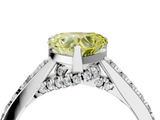 White gold Fancy Yellow Heart  Solitaire Diamond Ring with Pavé Band and Four-Prong Setting_170