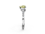 White gold Fancy Yellow Heart  Solitaire Diamond Ring with Pavé Band and Four-Prong Setting_179