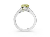 White gold Fancy Yellow Heart  Solitaire Diamond Ring with Pavé Band and Four-Prong Setting_180