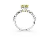 White gold Fancy Yellow Heart  Solitaire Diamond Ring with Pave Band and Four-Prong Setting_273