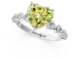White gold Fancy Yellow Heart  Solitaire Diamond Ring with Pave Band and Four-Prong Setting_273