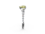 White gold Fancy Yellow Heart  Solitaire Diamond Ring with Pave Band and Four-Prong Setting_274