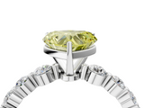 White gold Fancy Yellow Heart  Solitaire Diamond Ring with Pave Band and Four-Prong Setting_276