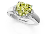 White gold Fancy Yellow Heart  Solitaire Diamond Ring with Pave Band and Six-Prong Setting_21