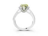 White gold Fancy Yellow Heart  Solitaire Diamond Ring with Pave Band and Six-Prong Setting_22