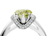 White gold Fancy Yellow Heart  Solitaire Diamond Ring with Pave Band and Six-Prong Setting_23