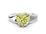 White gold Fancy Yellow Heart  Solitaire Diamond Ring with Six-Prong Cathedral Setting_50