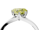 White gold Fancy Yellow Heart  Solitaire Diamond Ring with Six-Prong Setting and Tapered Band_21