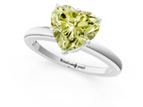 White gold Fancy Yellow Heart  Solitaire Diamond Ring with Six-Prong Setting on a Classic Band_4