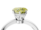 White gold Fancy Yellow Heart  Solitaire Diamond Ring with Six-Prong Setting on a Classic Band_7
