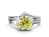 White gold Fancy Yellow Heart  Solitaire Diamond Ring with Split Shank and Prong Setting_41