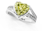 White gold Fancy Yellow Heart  Solitaire Diamond Ring with Split Shank and Prong Setting_42