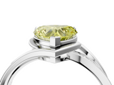 White gold Fancy Yellow Heart  Solitaire Diamond Ring with Split Shank and Prong Setting_45