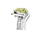 White gold Fancy Yellow Heart  Solitaire Diamond Ring with Split Shank and Prong Setting_46