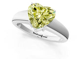 White gold Fancy Yellow Heart  Solitaire Diamond Ring with Tapered Band and Four-Prong Setting_52