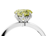 White gold Fancy Yellow Heart  Solitaire Diamond Ring with Thin Band and Four-Prong Setting_7