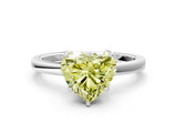 White gold Fancy Yellow Heart  Solitaire Diamond Ring with Thin Band and Four-Prong Setting_84