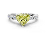 White gold Fancy Yellow Heart  Solitaire Diamond with Pavé Band and Four-Prong Setting_182
