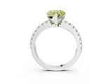 White gold Fancy Yellow Heart  Solitaire Diamond with Pavé Band and Four-Prong Setting_185