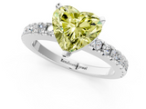 White gold Fancy Yellow Heart  Solitaire Diamond with Pavé Band and Four-Prong Setting_189