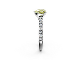 White gold Fancy Yellow Heart  Solitaire Diamond with Pavé Band and Four-Prong Setting_190