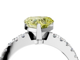 White gold Fancy Yellow Heart  Solitaire Diamond with Pavé Band and Four-Prong Setting_192