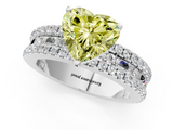 White gold Fancy Yellow Heart  Solitaire Diamond with Pave and Channel Set Band_75