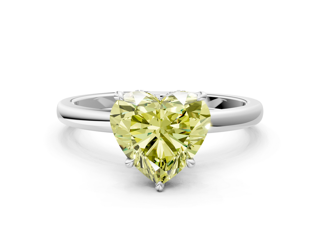 White gold Fancy Yellow Heart  Solitaire Engagement Ring with Cathedral Band and Four-Prong Setting_17
