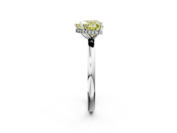 White gold Fancy Yellow Heart  Solitaire Engagement Ring with Cathedral Band and Four-Prong Setting