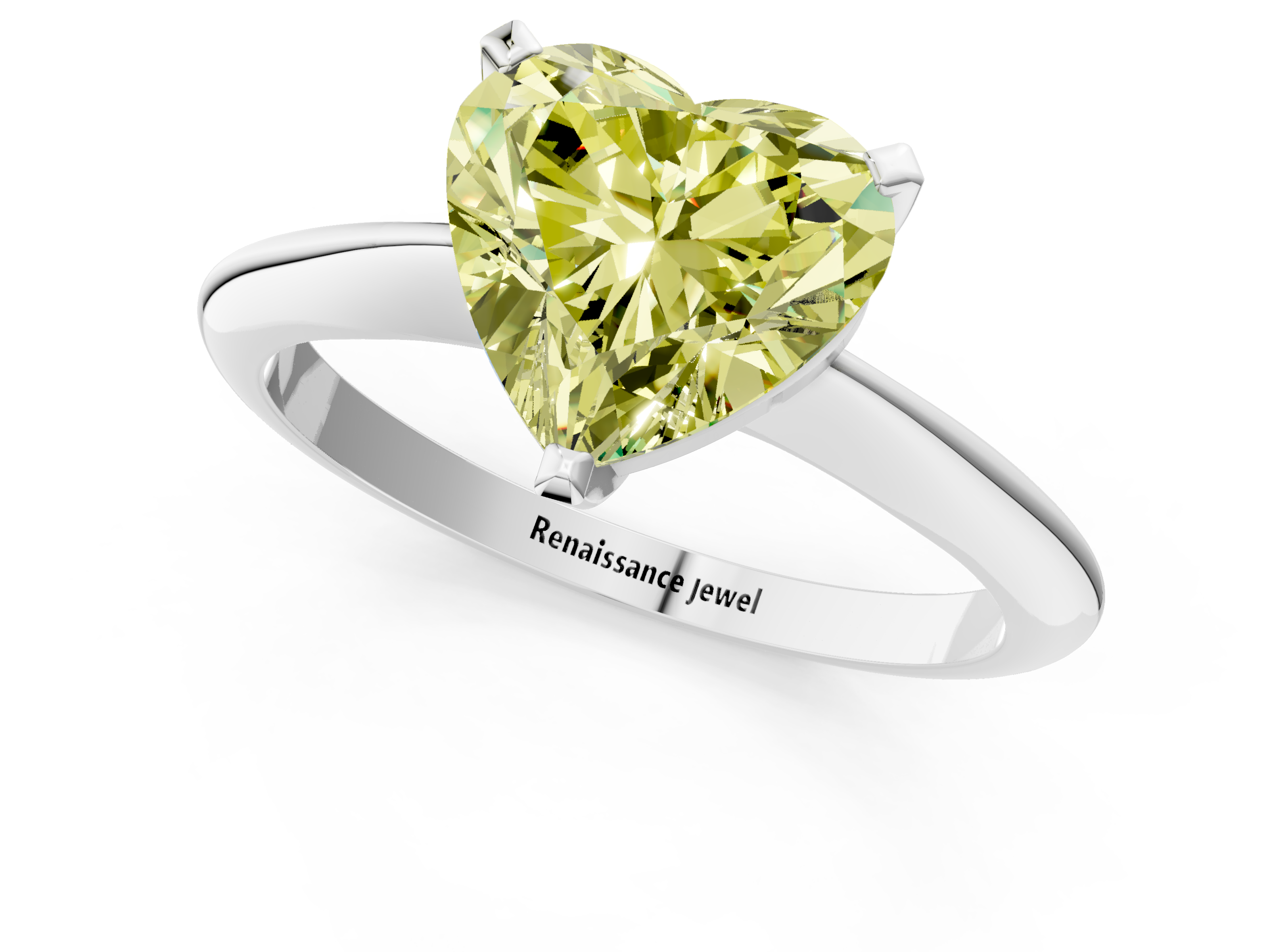 White gold Fancy Yellow Heart  Solitaire Engagement Ring with Classic Band and Four-Prong Setting_71