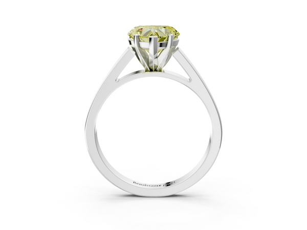 Platinum Fancy Yellow Heart  Solitaire Engagement Ring with Four-Prong Setting and Tapered Band