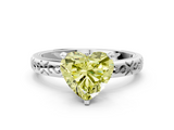 White gold Fancy Yellow Heart  Solitaire Engagement Ring with Scrollwork Band and Four-Prong Setting_150