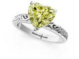 White gold Fancy Yellow Heart  Solitaire Engagement Ring with Scrollwork Band and Four-Prong Setting_152