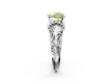 White gold Fancy Yellow Heart  Solitaire Filigree Engagement Ring with Halo and Prong Setting_64