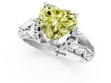White gold Fancy Yellow Heart  Solitaire Filigree Engagement Ring with Halo and Prong Setting_64