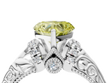 White gold Fancy Yellow Heart  Solitaire Filigree Engagement Ring with Halo and Prong Setting_67