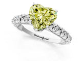 White gold Fancy Yellow Heart  Solitaire Floral Milgrain Engagement Ring_50