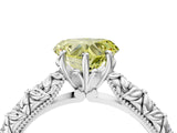 White gold Fancy Yellow Heart  Solitaire Floral Milgrain Engagement Ring_57