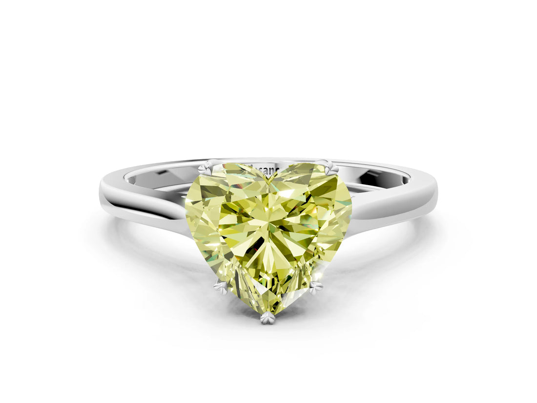 White gold Fancy Yellow Heart  Solitaire Heart Prong Engagement Ring with Tapered Band_55