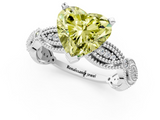 White gold Fancy Yellow Heart  Solitaire Milgrain Diamond Engagement Ring with Bezel and Marquise Band_143