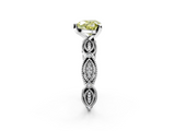 White gold Fancy Yellow Heart  Solitaire Milgrain Diamond Engagement Ring with Bezel and Marquise Band_144