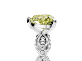 White gold Fancy Yellow Heart  Solitaire Milgrain Diamond Engagement Ring with Bezel and Marquise Band_147