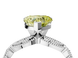 White gold Fancy Yellow Heart  Solitaire Milgrain Diamond Engagement Ring with Bezel and Marquise Band_152