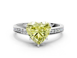 White gold Fancy Yellow Heart  Solitaire Pavé Band Prong Setting Ring_19