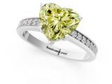 White gold Fancy Yellow Heart  Solitaire Pavé Band Prong Setting Ring_20