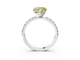 White gold Fancy Yellow Heart  Solitaire Pavé Band with Four-Prong Setting_174