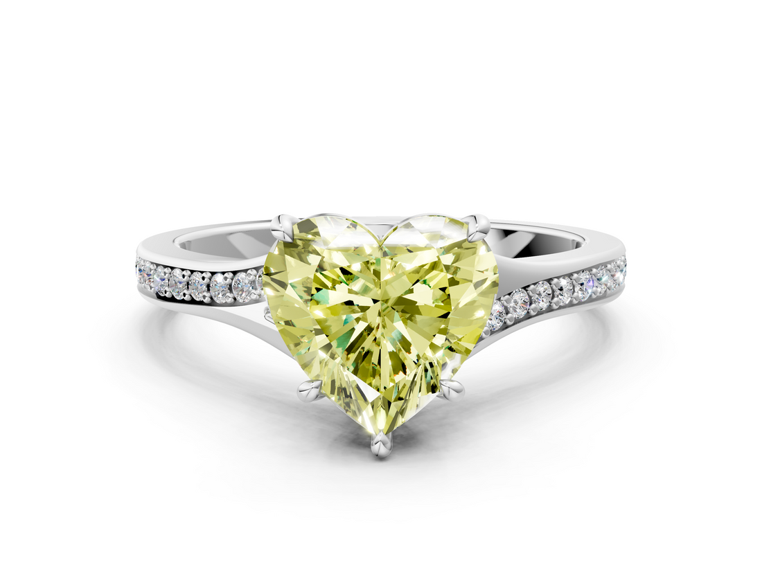 White gold Fancy Yellow Heart  Solitaire Pavé Band with Four-Prong Setting_28