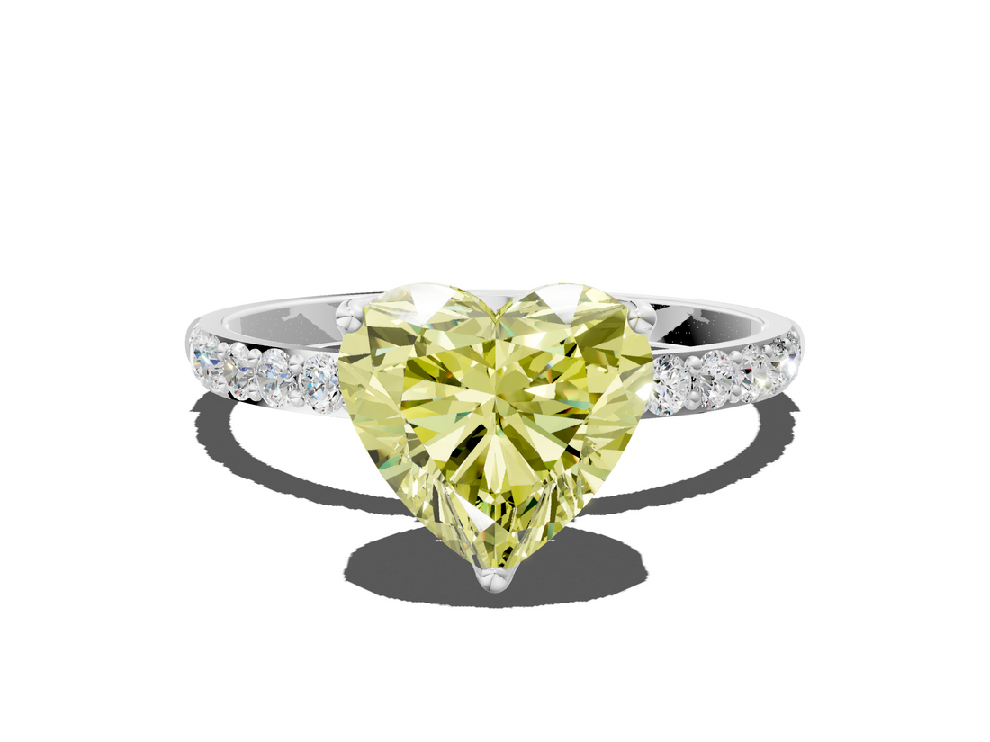 White gold Fancy Yellow Heart  Solitaire Pavé Diamond Engagement Ring with Four-Prong Setting_39